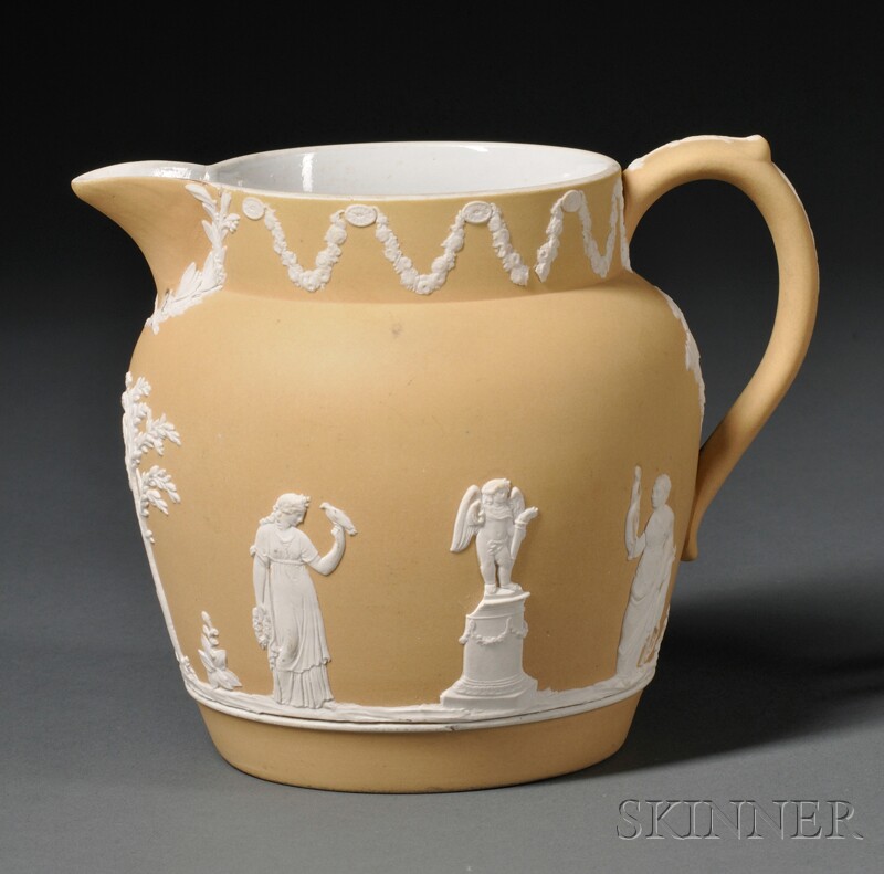 Appraisal: Wedgwood Yellow Jasper Dip Jug England c bulbous shape with