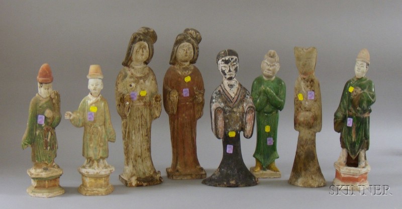 Appraisal: Eight Chinese Glazed and Painted Pottery Tomb Figures