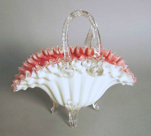 Appraisal: Art glass basket h