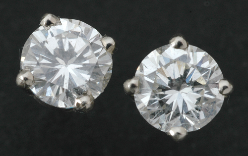 Appraisal: A pair of diamond stud earrings Each round brilliant cut