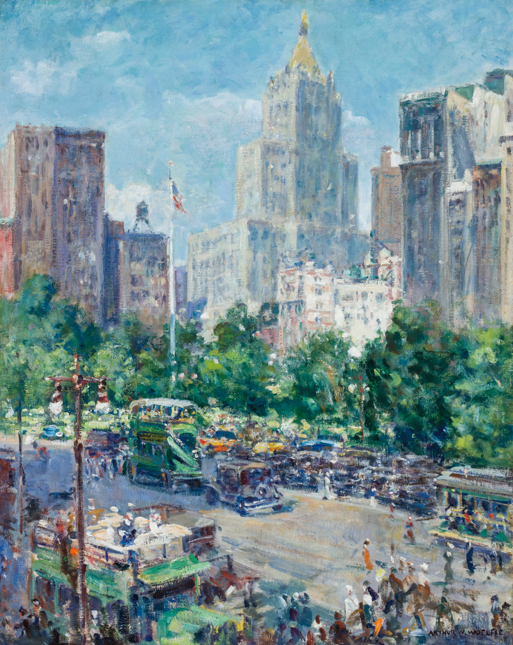 Appraisal: ARTHUR WILLIAM WOELFLE American - Madison Square oil on canvas