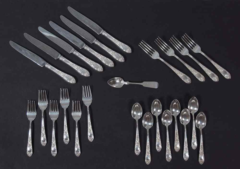 Appraisal: KIRK SON ROSE STERLING FLATWARE SET Approx pieces in the