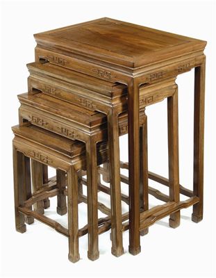 Appraisal: A Chinese quartetto nest of padouk occasional tables the underside