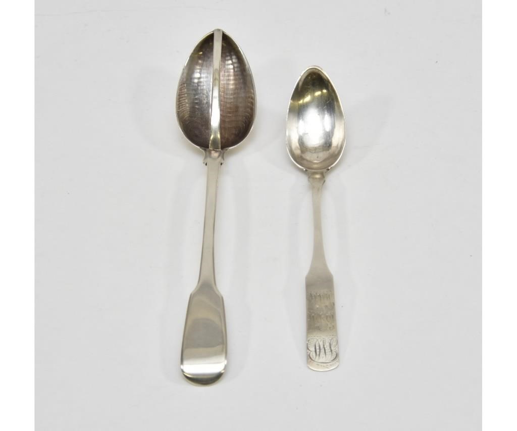 Appraisal: Large Georgian silver straining spoon l together with an American