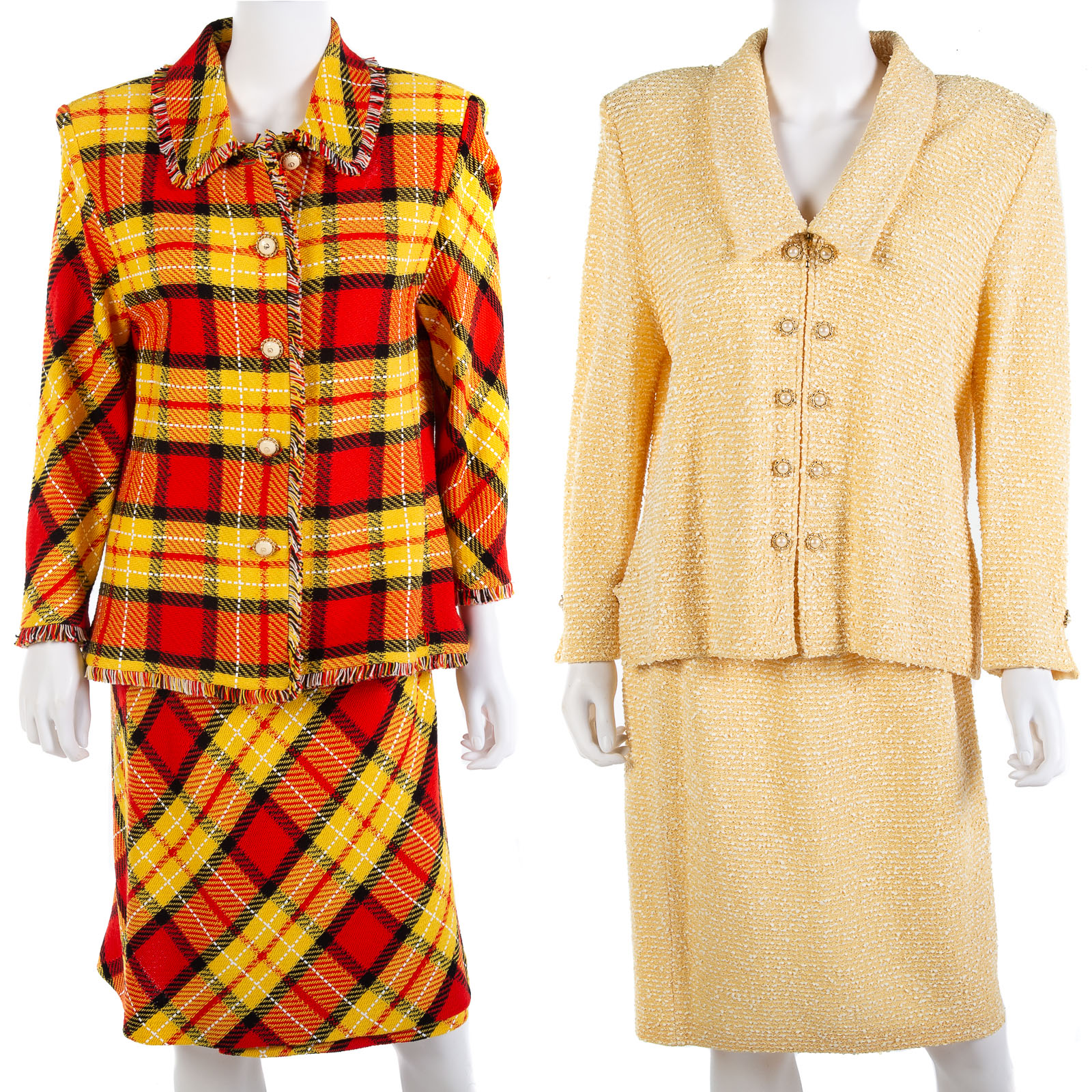 Appraisal: TWO ST JOHN KNIT SUITS jackets are size skirts are