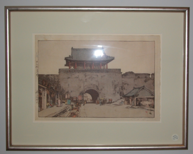 Appraisal: Yoshida Hiroshi Dainan Gate in Mukden signed in pencil and