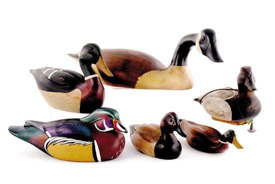 Appraisal: Collection of contemporary waterfowl decoys French Broad River Decoy Company