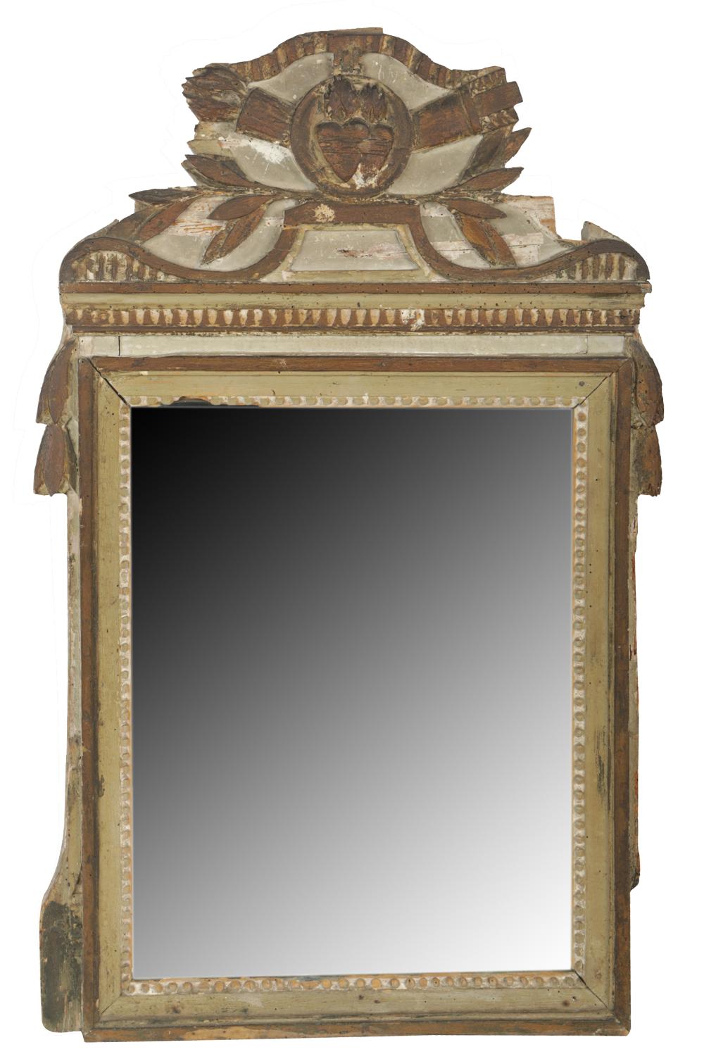 Appraisal: NEOCLASSIC PAINTED WOOD MIRRORwith flat mirror plate and wooden supports