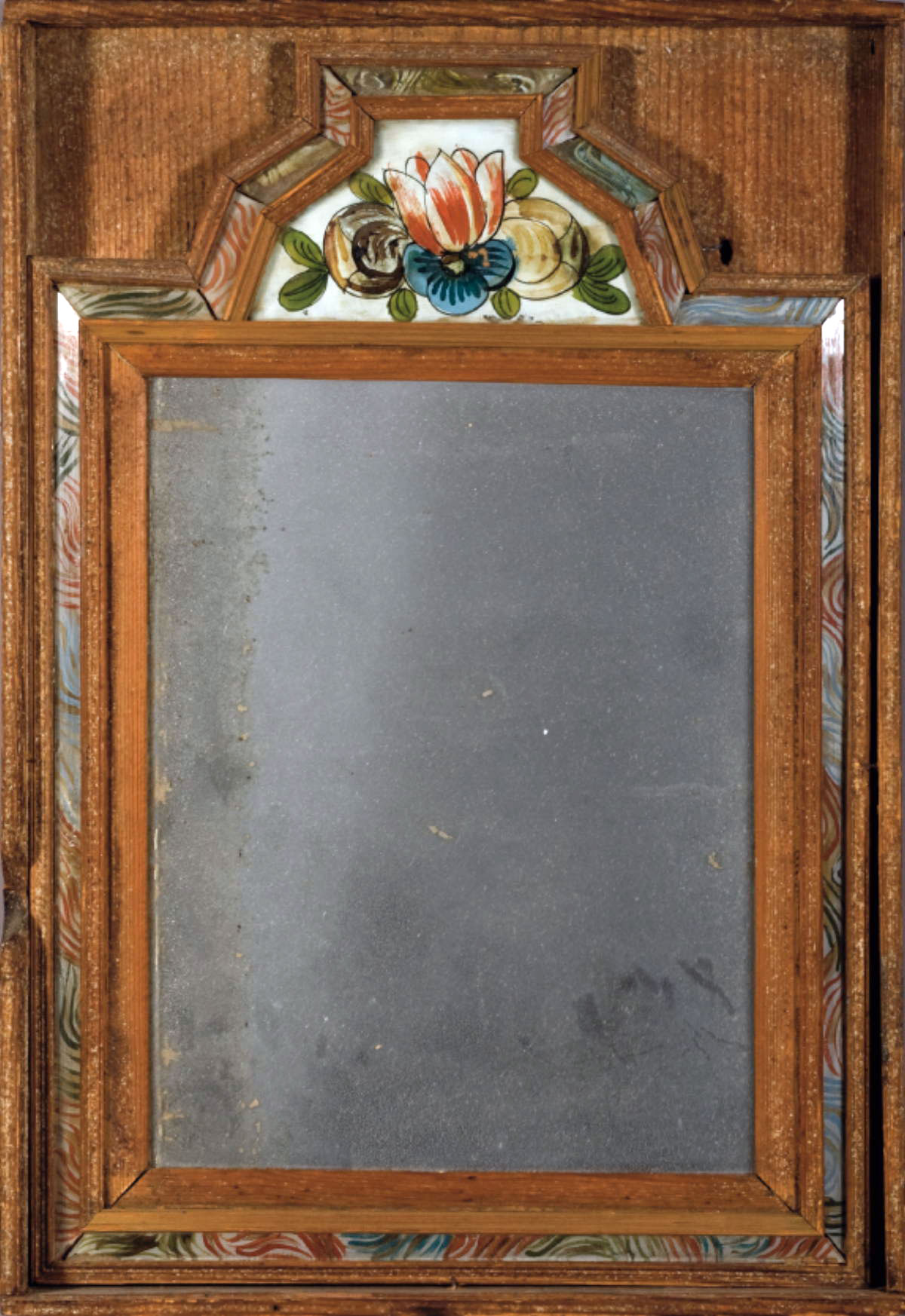 Appraisal: WILLIAM AND MARY PINE AND EGLOMISE COURTING MIRROR IN ORIGINAL