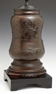 Appraisal: Japanese Patinated Bronze Waisted Baluster Urn ea Japanese Patinated Bronze