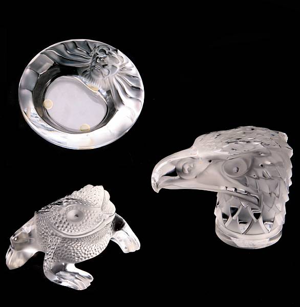 Appraisal: A group of Lalique and Baccarat molded glass articles comprising