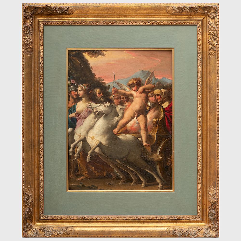 Appraisal: th Century School Allegorical Scene Oil on masonite unsigned x