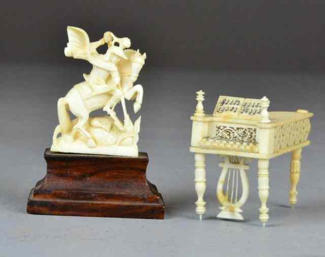 Appraisal: Bone Carvings Including Piano And SoldierTo include a intricately carved