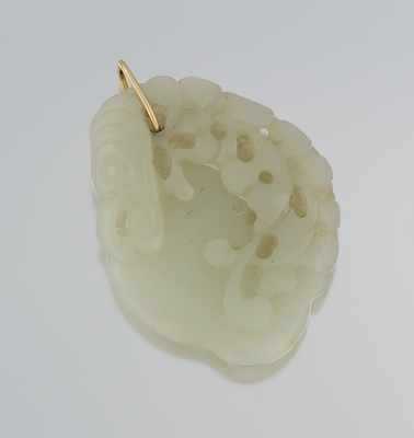 Appraisal: A Carved Nephrite Jade Pendant on Gold Bale Yellow gold