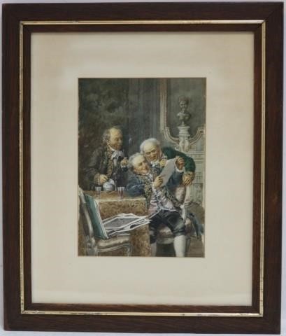 Appraisal: ROBERTO ROBERTI - ITALIAN FRAMED ANDGLAZED WATERCOLOR DEPICTING THREE OLD