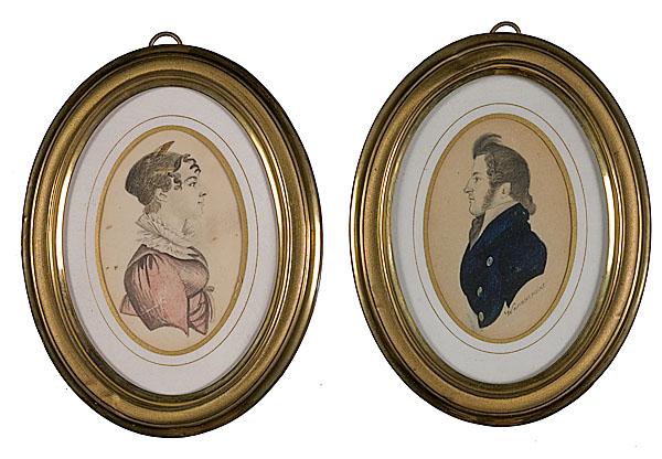 Appraisal: PAIR OF IDENTIFIED MINIATURES BY CARL WEINEDEL Pennsylvania ca watercolor