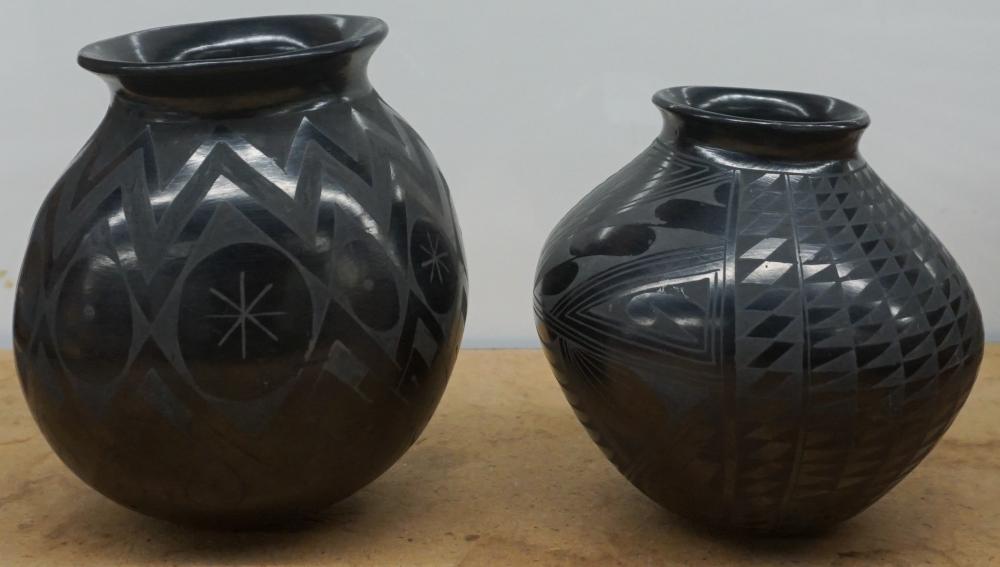 Appraisal: Two South American Black Ceramic Vessels Each Signed H of