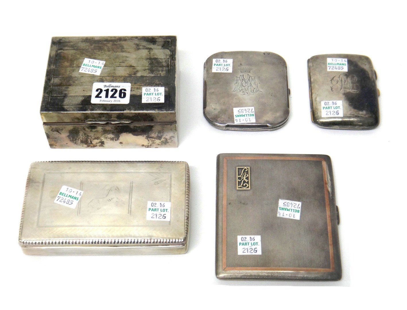 Appraisal: A silver rectangular table cigarette box the hinged lid engine