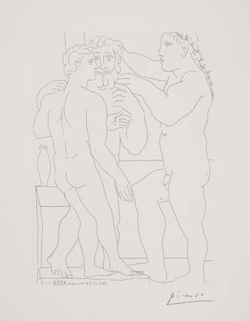 Appraisal: PABLO PICASSO Deux hommes sculpt s Etching x mm x