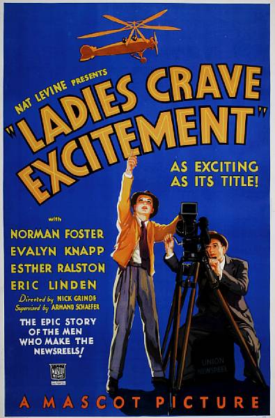 Appraisal: Ladies Crave Excitement Mascot Pictures one-sheet lithograph condition A- never