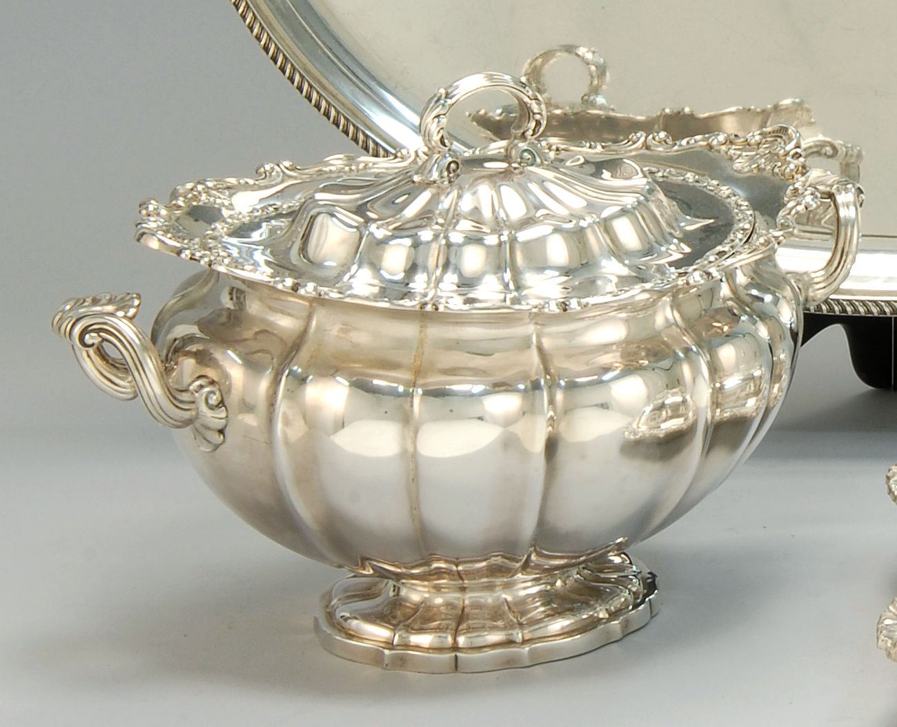 Appraisal: GORHAM STERLING SILVER TWO-HANDLED COVERED TUREEN Height across Approx troy