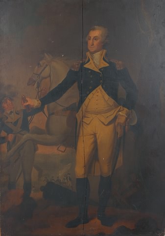 Appraisal: General Washington at Trenton x oil on panel unsigned Crack