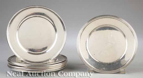 Appraisal: Ten International Sterling Silver Bread and Butter Plates plain with