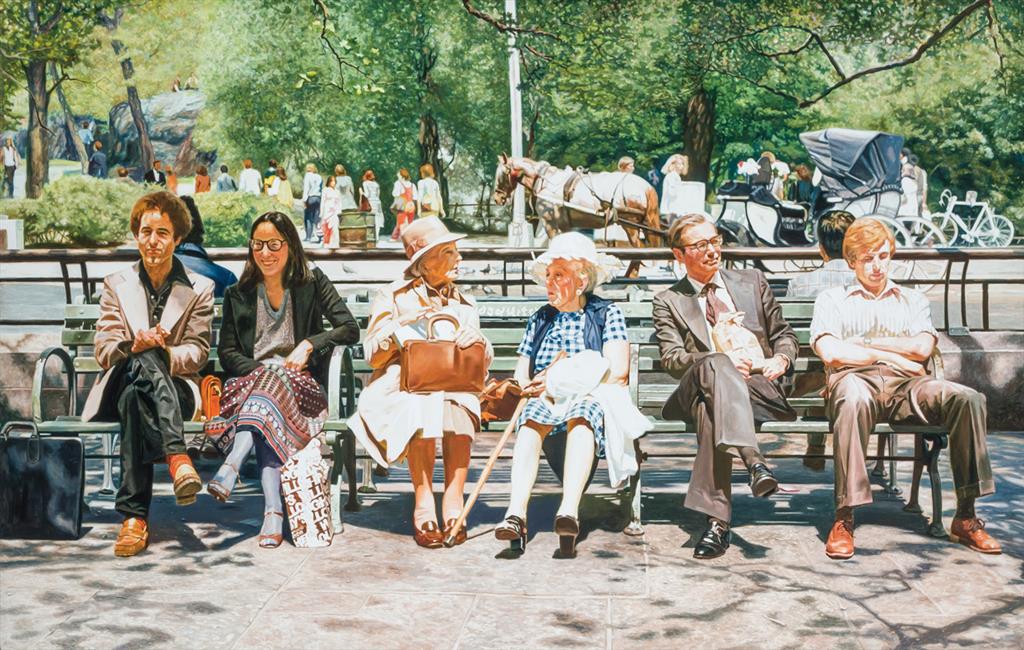 Appraisal: CHOI CHOR-FOO Chinese b Six People on a Park Bench