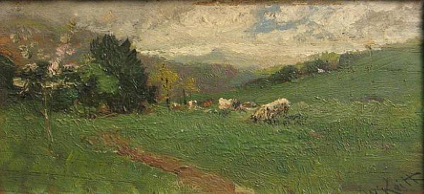 Appraisal: n a William Keith Scottish American - Sheep grazing in