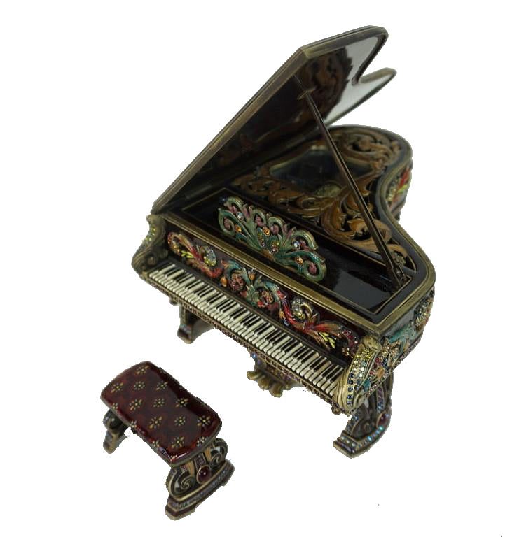 Appraisal: Jay Strongwater Swarovski Enameled Piano and Bench Jay Strongwater Swarovski