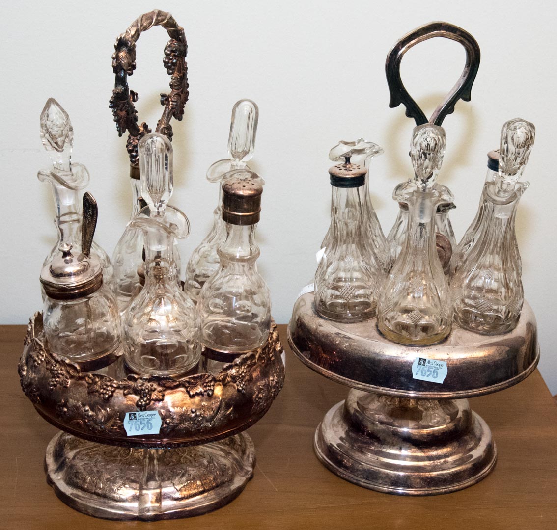 Appraisal: Two silver-plated cruet sets