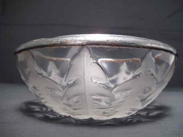 Appraisal: R Lalique crystal bowl with later added sterling silver trimmed