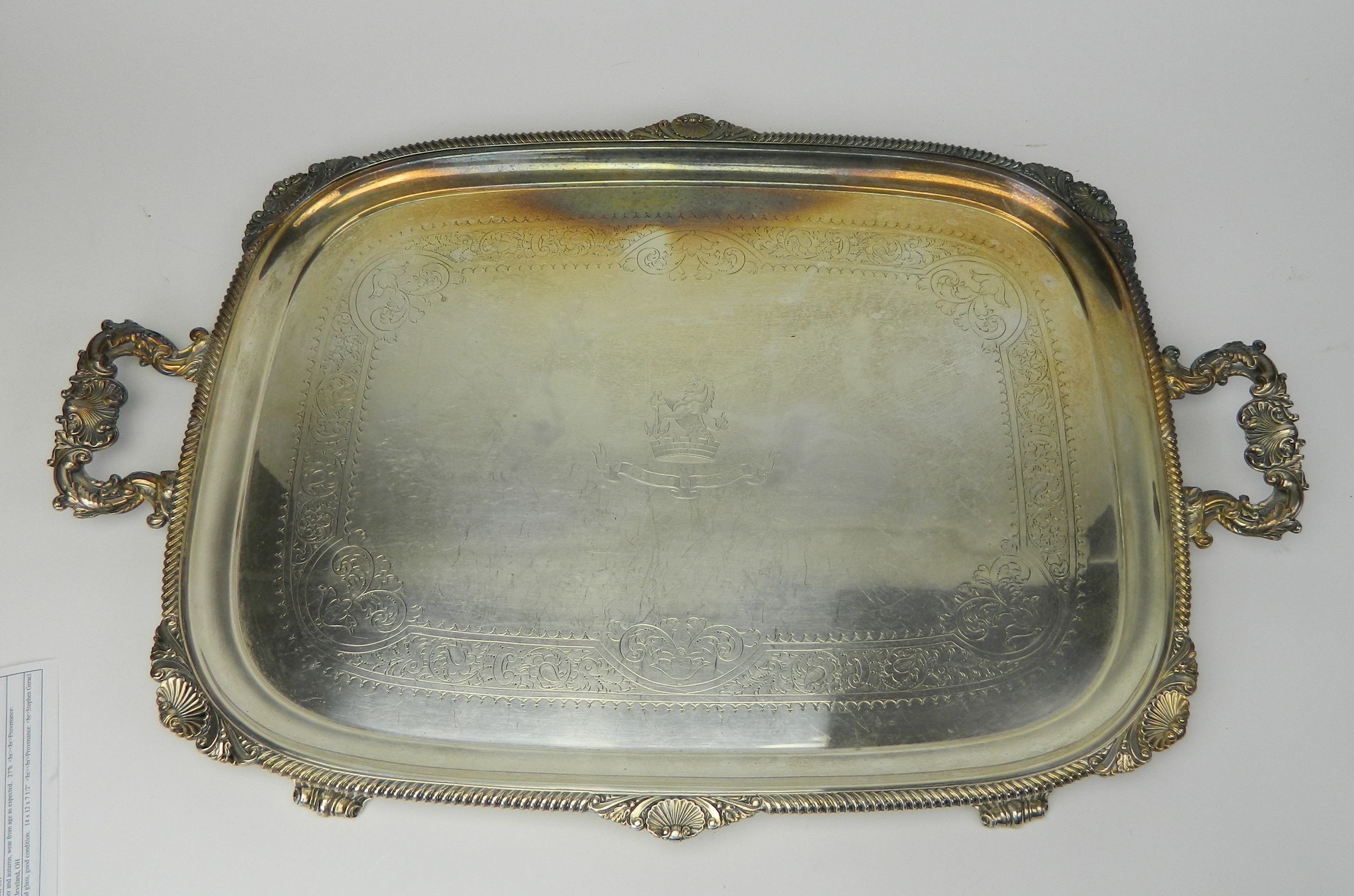 Appraisal: Late George III Old Sheffield plate serving tray handled oblong