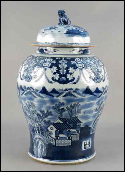 Appraisal: CHINESE BLUE AND WHITE PORCELAIN COVERED GINGER JAR Height ''