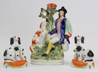 Appraisal: lot of English Staffordshire figural groups th century consisting of