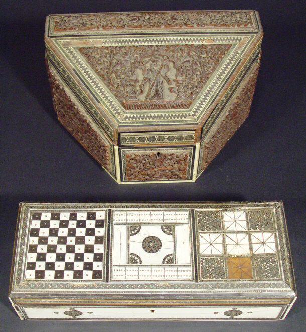 Appraisal: Two Anglo-Indian boxes one with bone panels and inlaid decoration