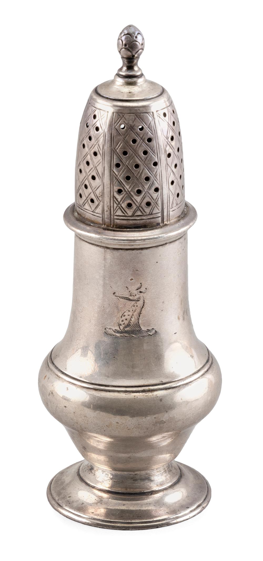 Appraisal: IMPORTANT EARLY AMERICAN SILVER CASTER BY JOHN COBURN OF BOSTON