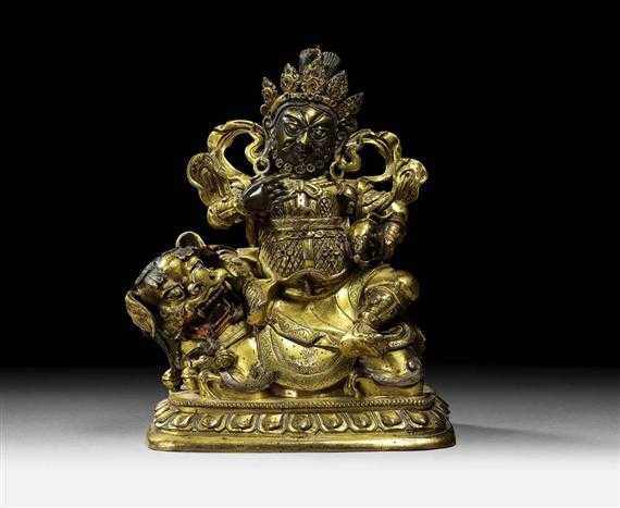 Appraisal: VAISHRAVANA Mongolia th century H cm Gilt bronze The hands