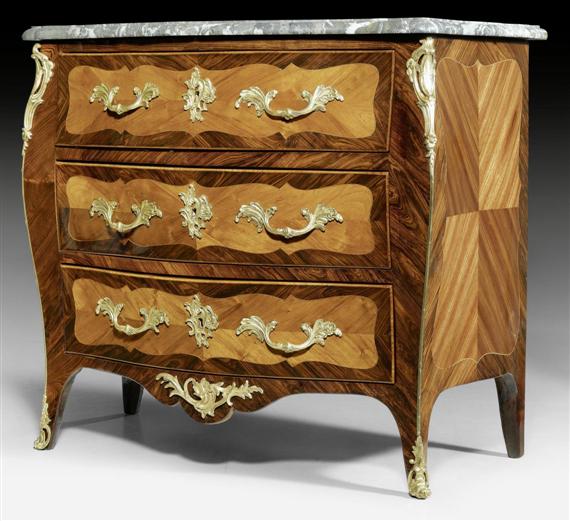 Appraisal: SMALL CHEST OF DRAWERS Louis XV stamped L BOUDIN Leonard