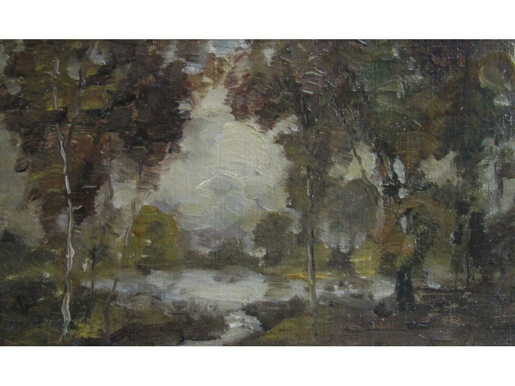 Appraisal: Oil on board landscape indistinctly signed lower left x