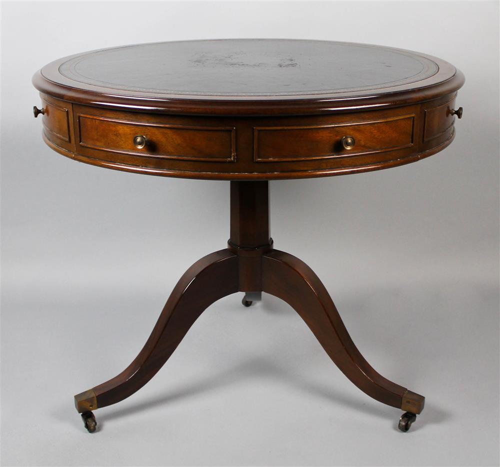 Appraisal: T - KITTINGER FEDERAL STYLE MAHOGANY DRUM TABLE WITH GOLD