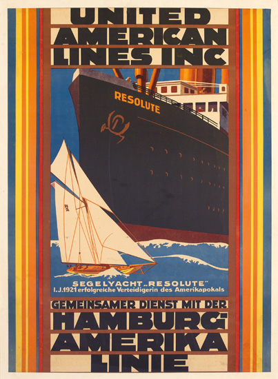 Appraisal: DESIGNER UNKNOWN UNITED AMERICAN LINES INC HAMBURG-AMERIKA LINIE x inches