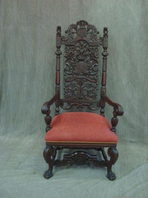 Appraisal: Antique Carved Mahogany Arm Chair From a Southampton area home