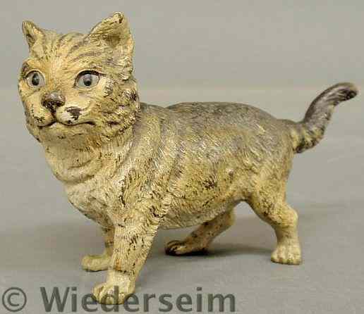 Appraisal: Cold painted bronze standing tom cat late th c probably