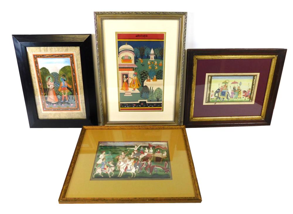 Appraisal: ASIAN Four Eastern watercolors possibly Indian including two with elephant