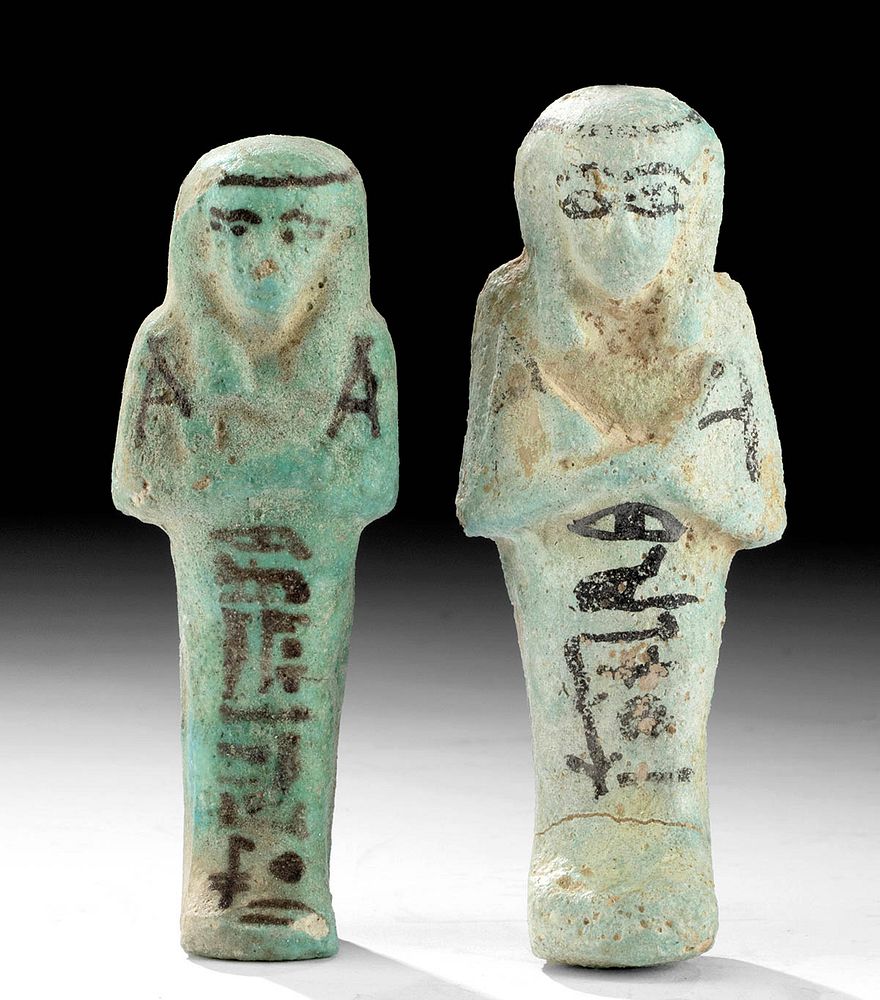 Appraisal: Egyptian Faience Ushabtis - Husband Wife Ancient Egypt Third Intermediate