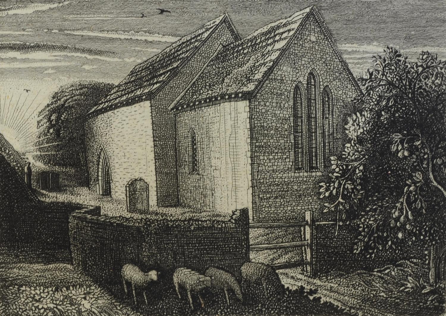 Appraisal: Graham Sutherland English - etching The Meadow Chapel pencil signed