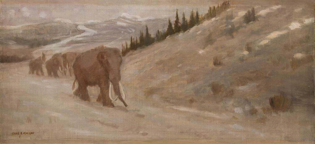 Appraisal: CHARLES ROBERT KNIGHT American - Mastodons oil on canvas signed