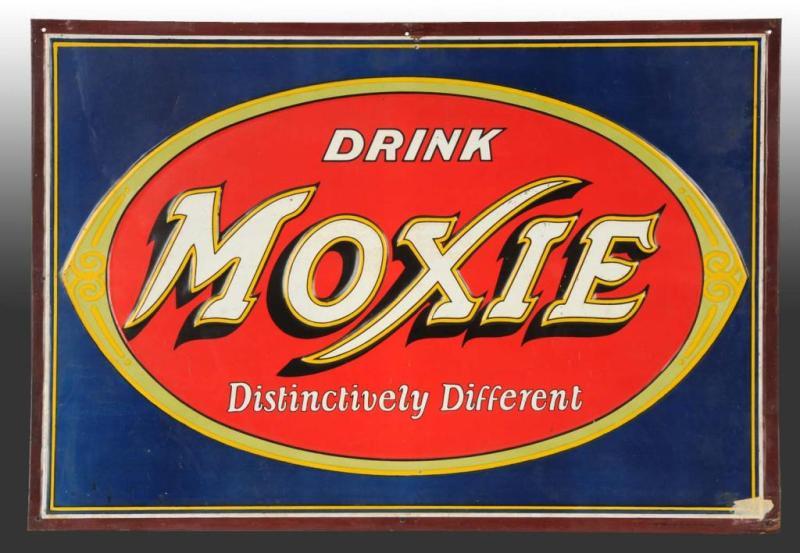 Appraisal: Embossed Tin Moxie Sign Description Circa A few very minor