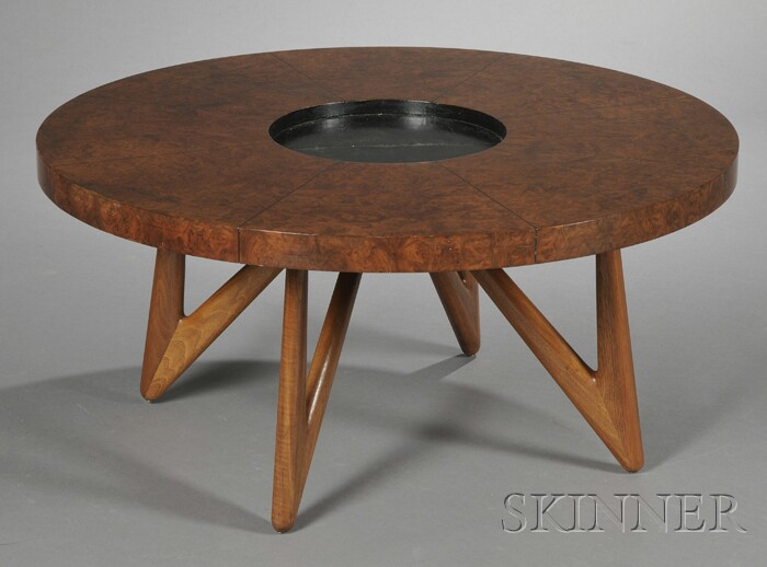 Appraisal: Tommi Parzinger Table for Charak Burlwood veneer United States mid